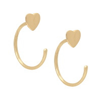 Boucles d'oreilles créoles ouvertes avec un cœur en plaqué or jaune 18 carats.