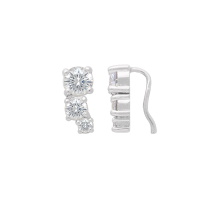 Boucles d'oreilles chemin d'oreille en argent 925 rhodié serties griffes d'oxydes de zirconium blancs.