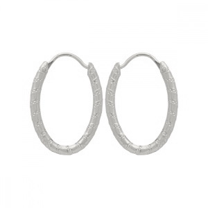 Boucles d'oreilles créoles de forme ovale en argent 925 rhodié.