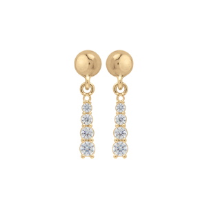 Boucles d'oreilles pendantes composées d'une puce en plaqué or jaune 18 carats et d'un pendant pavé d'oxydes de zirconium blancs.