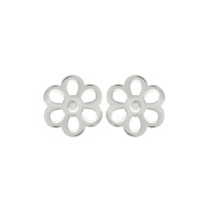 Boucles d'oreilles puces en forme de fleur en argent 925 rhodié.