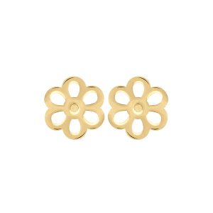 Boucles d'oreilles puces en forme de fleur en plaqué or jaune 18 carats.