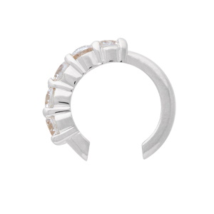 Bague d'oreille en argent 925/000 rhodié sertie d'oxydes de zirconium blancs. Vendu à l'unité.