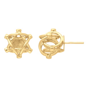 Boucles d'oreilles puces maille cyclone en plaqué or jaune 18 carats.