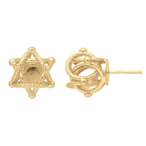 Boucles d'oreilles puces maille cyclone en plaqué or jaune 18 carats.