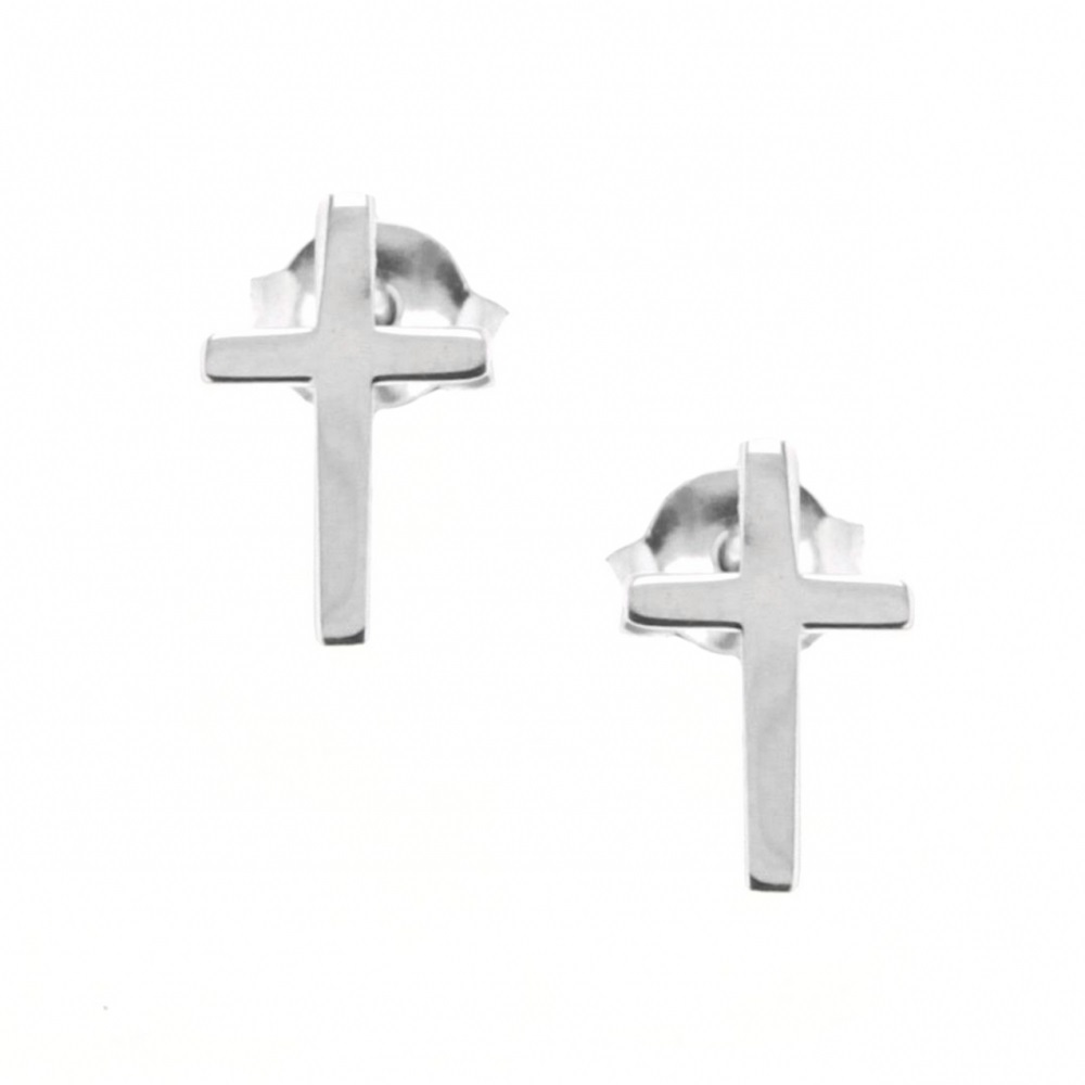 Boucles d'oreilles croix en argent 925/000 rhodié. Croix Pendantes  Adolescent Adulte Femme Fille Indémodable Religion Symboles 