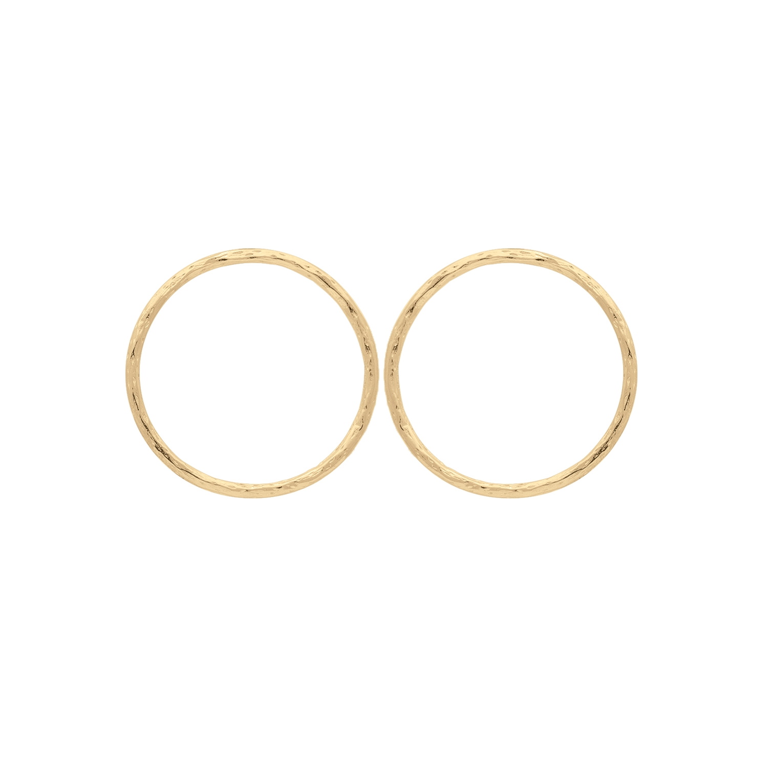 Boucles d'oreilles pendantes en forme de cercle martelé en plaqué or jaune 18 carats. Cercle Pendantes Rond  Adolescent Adulte Femme Fille Indémodable 