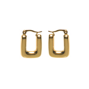 Boucles d'oreilles créoles de forme rectangulaire en acier doré.