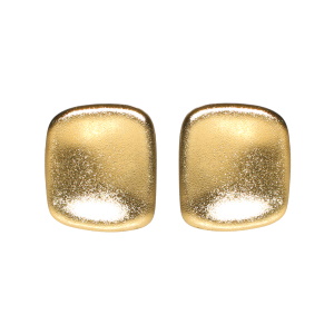 Boucles d'oreilles pendantes en forme de pastille martelée de forme rectangulaire en acier doré.