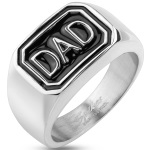 Bague chevalière DAD (Papa) en acier et émail.