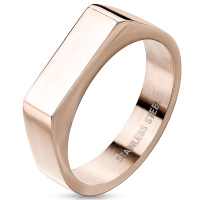 Bague chevalière en acier 316L rosé.