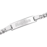 Bracelet identité enfant en argent 925/000 poli miroir.  Souvenir impérissable, Cette gourmette personnalisable ravira toute petite fille, comme tout petit garçon !  Avec son anneau de rappel, elle grandit avec l'enfant.