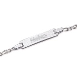 Bracelet identité enfant en argent 925/000 poli miroir. Anneau de rappel à 13 cm.  Souvenir impérissable, Cette gourmette personnalisable est le cadeau idéal pour familiariser bébé à son prénom.  Elle ravira toute petite fille, comme tout petit garçon !