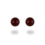 Boucles d'oreilles boules pleines en argent 925/000 et agate rouge.