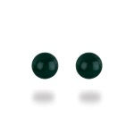 Boucles d'oreilles boules pleines en argent 925/000 et agate verte.