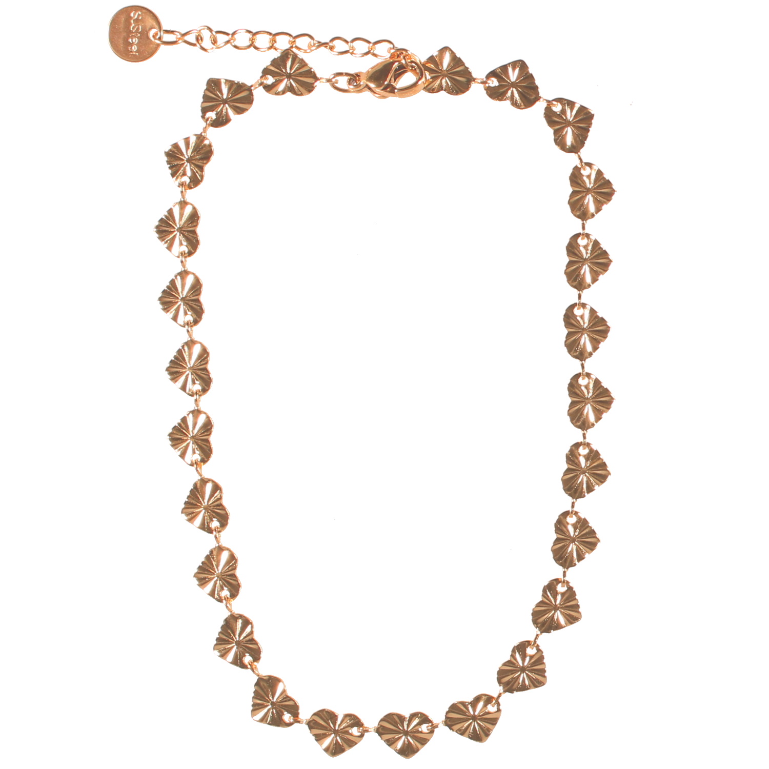 Bracelet chaîne de cheville composé d'une chaîne et de cœurs en acier rosé.<br/>Fermoir mousqueton avec 3 cm de rallonge. Cheville Coeur  Adolescent Adulte Amour Femme Fille Indémodable 