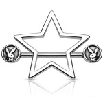 Piercing pour mamelon étoile avec logos Playboy en acier chirurgical 316L.