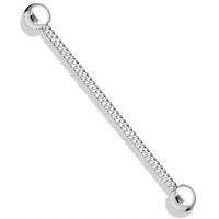 Piercing barbell (haltères) en acier chirurgical 316L argenté.