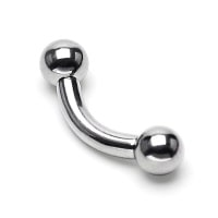 Piercing barbell (haltères) courbé en acier chirurgical 316L argenté.