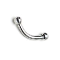 Piercing barbell (haltères) courbé en acier chirurgical 316L argenté.