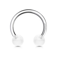 Piercing septum en acier 316L chirurgical argenté et boules en acrylique.