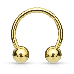 Piercing haltère en acier doré chirurgical 316L.