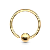 Piercing anneau pour cartilage, nez et autres en acier chirurgical 316L doré.