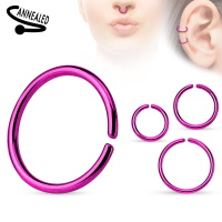 Piercing anneau pour cartilage, nez et autres en acier chirurgical 316L violet.