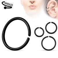 Piercing anneau pour cartilage, nez et autres en acier chirurgical 316L noir.