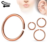 Piercing anneau pour cartilage, nez et autres en acier chirurgical 316L rosé.