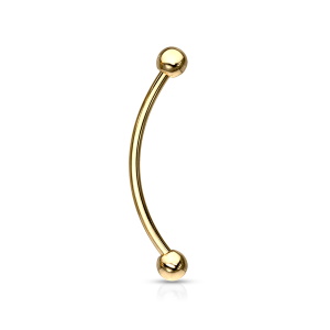 Piercing haltère en acier doré chirurgical 316L.