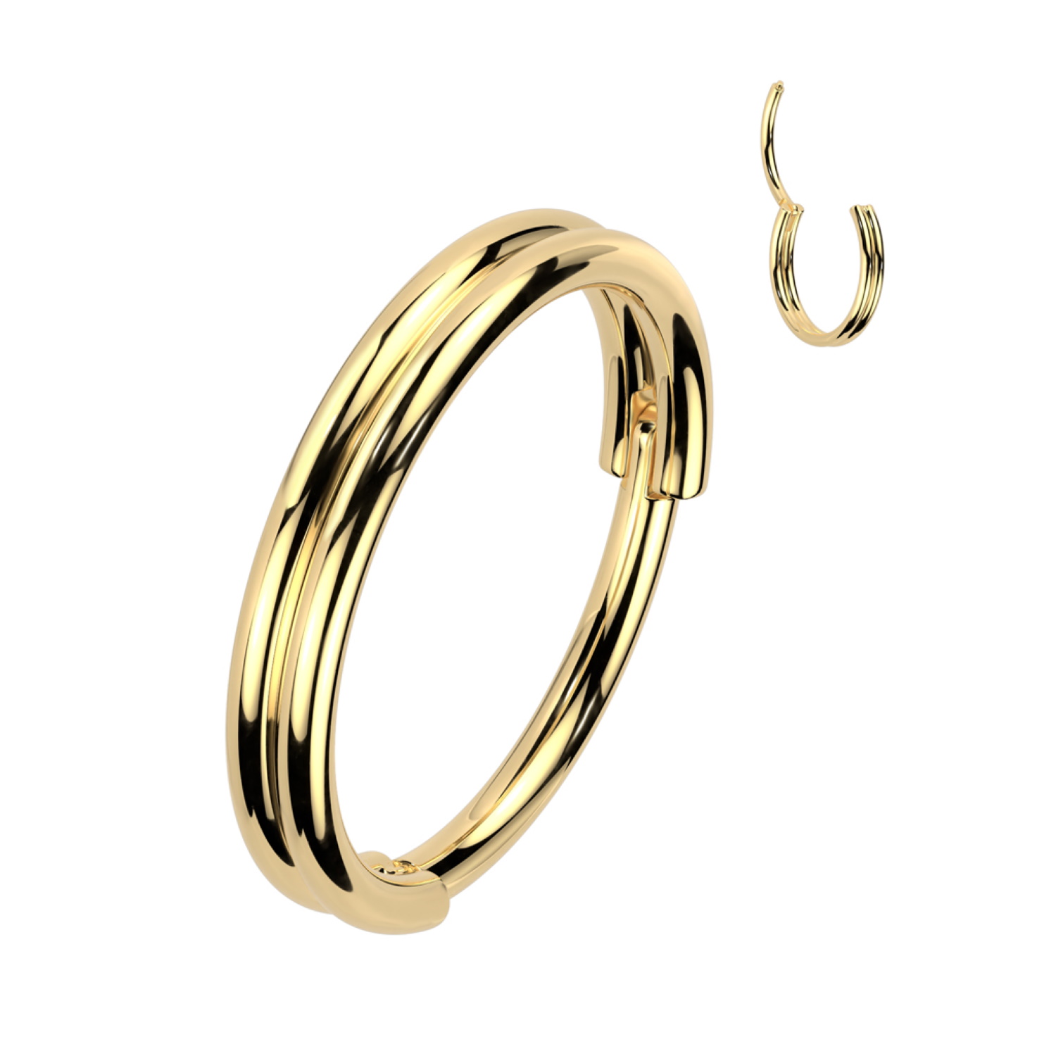 Piercing anneau de cerceau à segments articulés en acier chirurgical 316L doré. Anneau  Adolescent Adulte Femme Fille Indémodable 