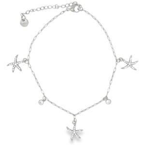 Apportez une touche de fraîcheur estivale et de délicatesse à votre style avec cette magnifique chaîne de cheville en acier inoxydable. Conçue pour résister à l'épreuve du temps et aux éclats de l'été, elle habillera délicatement votre cheville d'un éclat lumineux. Ce bijou se distingue par ses charmants pendentifs en forme d'étoiles de mer, finement pavés de petits cristaux scintillants qui capturent magnifiquement la lumière. Pour parfaire ce design marin, de discrets cristaux en serti clos sont intercalés entre les étoiles, ajoutant une note de brillance subtile et raffinée. Dotée d'un fermoir mousqueton sécurisé et d'une chaînette d'extension, elle s'adapte idéalement à toutes les morphologies de chevilles.