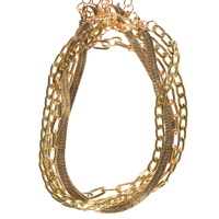 Lot de 5 bracelets chaînes de cheville en métal doré. Fermoir mousqueton avec 5 cm de rallonge.