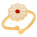 Bague marguerite pour enfant en plaqué 18 carats or et émail. Taille ajustable.