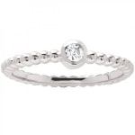 Bague boules en argent 925/000 rhodié et oxyde de zirconium serti clos.