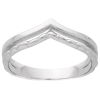 Bague double rangs en forme de V en argent 925/000 rhodié.