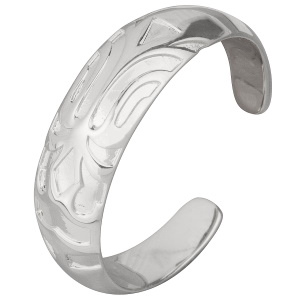 Bague anneau de pied avec motif tribal en argent 925 rhodié. Taille ajustable.