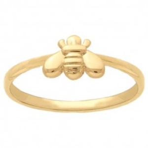 Bague surmontée d'une abeille en plaqué or jaune 18 carats.