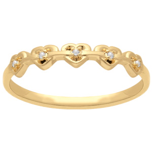 Bague composée de cœurs en plaqué or jaune 18 carats sertis d'oxydes de zirconium blancs.