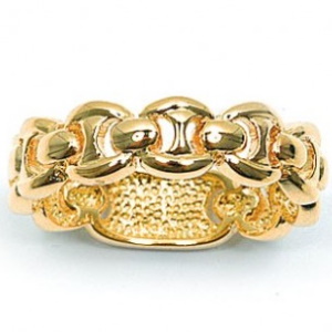 Bague enforme de chaîne maille grains de café en plaqué or jaune 18 carats.