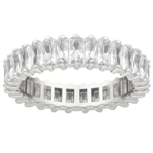 Bague en argent 925/000 rhodié sertie d'oxydes de zirconium blancs.