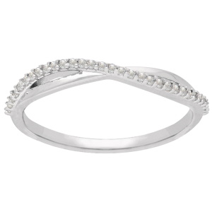 Bague en argent 925/000 rhodié sertie d'oxydes de zirconium blancs.