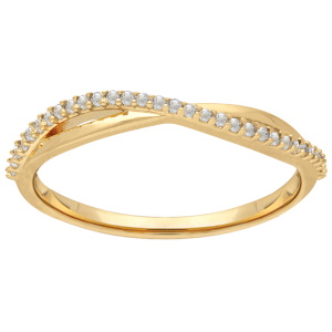 Bague en plaqué or jaune 18 carats sertie d'oxydes de zirconium blancs.