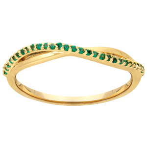 Bague en plaqué or jaune 18 carats sertie d'oxydes de zirconium verts.