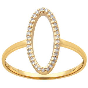 Bague de forme ovale en plaqué or jaune 18 carats sertie d'oxydes de zirconium blancs.