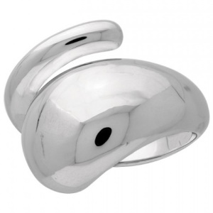 Bague bombée en acier argenté.