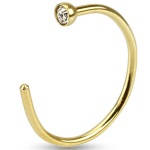 Piercing de nez en acier chirurgical 316L recouvert d'or 14K et verre.