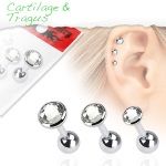 Lot comprenant 3 piercing de tragus/cartilage en acier chirurgical 316L et verre.