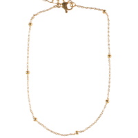 Bracelet chaîne de cheville composé d'une chaîne avec boules en acier doré. Fermoir mousqueton avec 3 cm de rallonge.